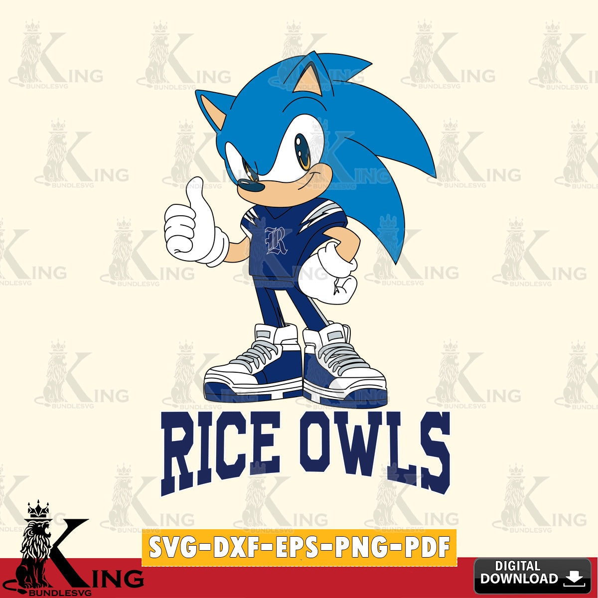 Rice Owls Sonic Like Football SVG file, Vector , Digital Download , PDF File , Instant Download