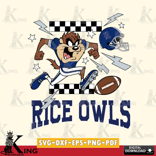 Rice Owls Taz Football Lightning SVG file, Cut file  , Digital Download , Instant Download, Taz svg, NCAA svg