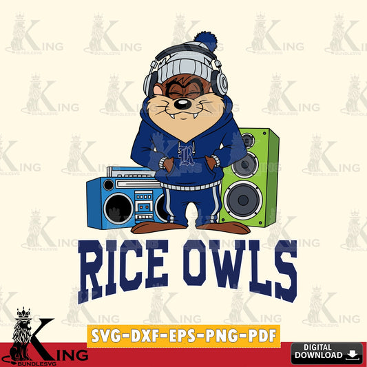 Rice Owls Taz Hip Hop SVG file, Cut file  , Digital Download , Instant Download, Taz svg, NCAA svg
