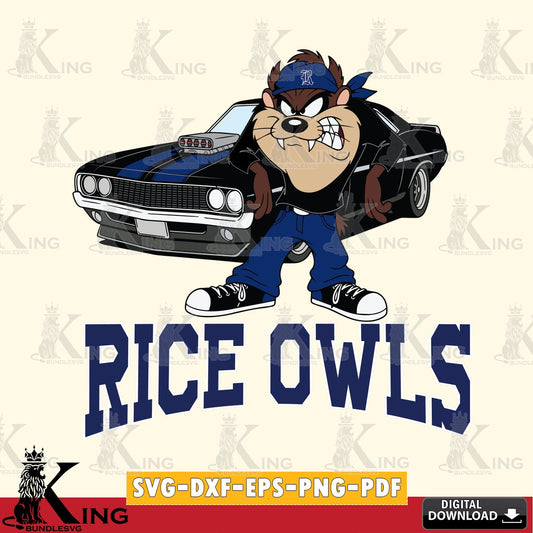 Rice Owls Taz Racing Car SVG file, Cut file  , Digital Download , Instant Download, Taz svg, NCAA svg