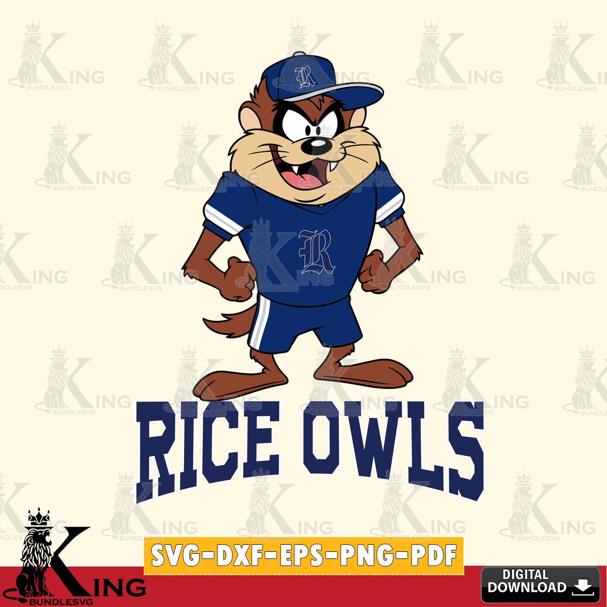 Rice Owls Taz Standing Pose SVG file, Cut file  , Digital Download , Instant Download, Taz svg, NCAA svg