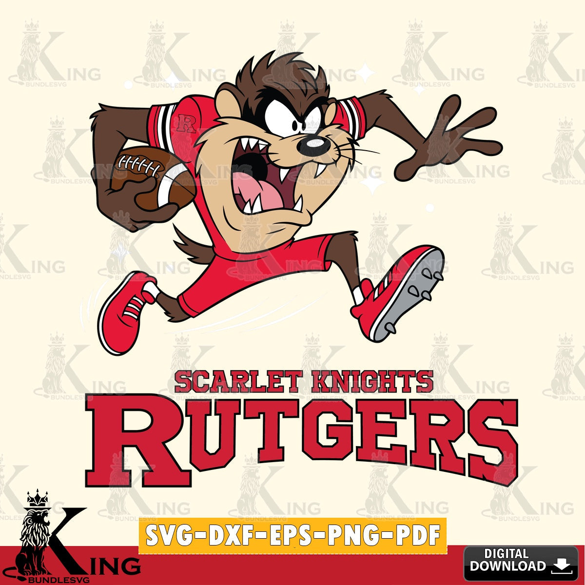 Rutgers Scarlet Knights Angry Taz Football SVG file, Cut file  , Digital Download , Instant Download, Taz svg, NCAA svg