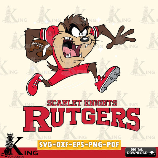 Rutgers Scarlet Knights Angry Taz Football SVG file, Cut file  , Digital Download , Instant Download, Taz svg, NCAA svg
