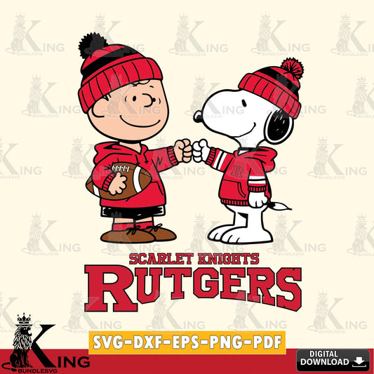 Rutgers Scarlet Knights CharlieBrown Football Fist Bump SVG, Cricut, Cut file  , Digital Download , Instant Download, Peanuts svg, NCAA svg, Football svg, Sport svg