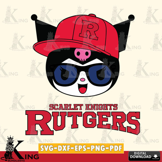 Rutgers Scarlet Knights Kuromi Football Cool SVG file, Cricut, Cut file  , Digital Download , Instant Download, Sanrio svg, Clipart