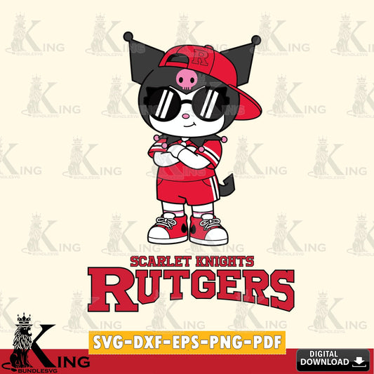 Rutgers Scarlet Knights Kuromi Football Jersey SVG file, Cricut, Cut file  , Digital Download , Instant Download, Sanrio svg, Clipart