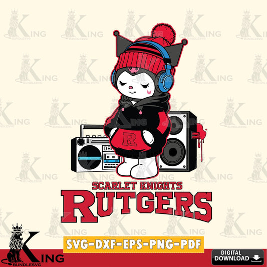 Rutgers Scarlet Knights Kuromi Football Music SVG file, Cricut, Cut file  , Digital Download , Instant Download, Sanrio svg, Clipart