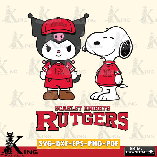Rutgers Scarlet Knights Kuromi Snoopy Football SVG file, Cricut, Cut file  , Digital Download , Instant Download, Sanrio svg, Clipart