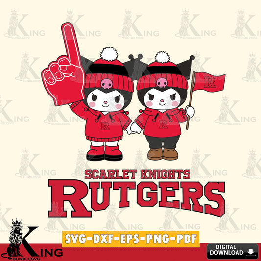 Rutgers Scarlet Knights Kuromi rugby Fan SVG file, Cricut, Cut file  , Digital Download , Instant Download, Sanrio svg, Clipart