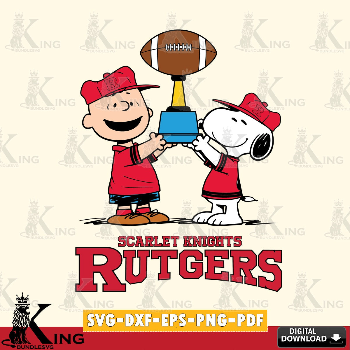 Rutgers Scarlet Knights Peanuts Football Trophy SVG, Cricut, Cut file  , Digital Download , Instant Download, Peanuts svg, NCAA svg, Football svg, Sport svg