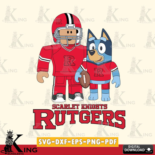 Rutgers Scarlet Knights Roblox & Bluey Football SVG file , NCAA Cricut,  File cut , Digital Download , PDF File
