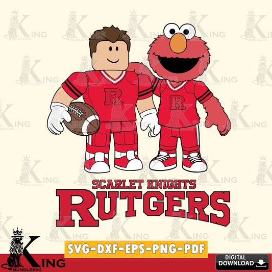 Rutgers Scarlet Knights Roblox & Elmo Football SVG file , NCAA Cricut,  File cut , Digital Download , PDF File