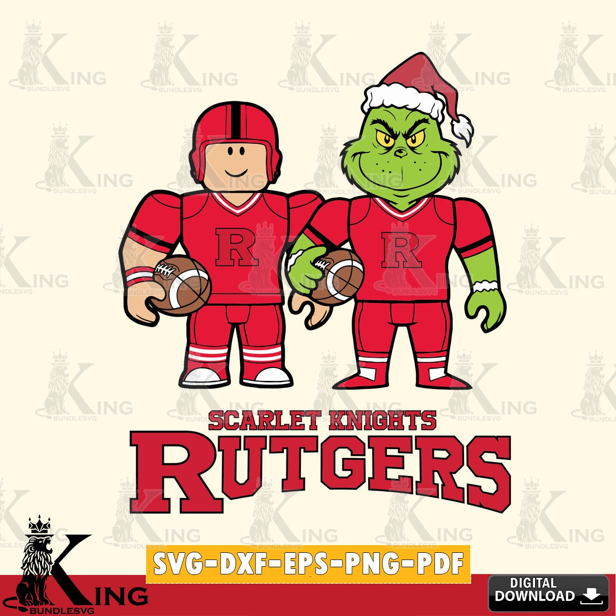 Rutgers Scarlet Knights Roblox & Grinch Football SVG file , NCAA Cricut,  File cut , Digital Download , PDF File