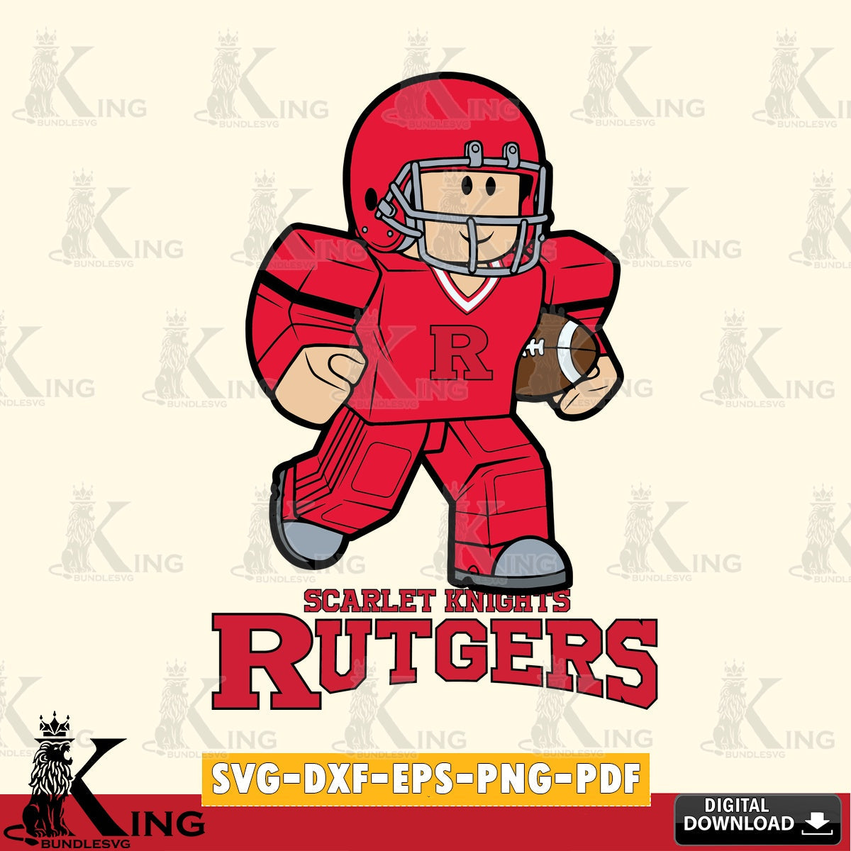 Rutgers Scarlet Knights Roblox Player Rugby SVG file , NCAA Cricut,  File cut , Digital Download , PDF File