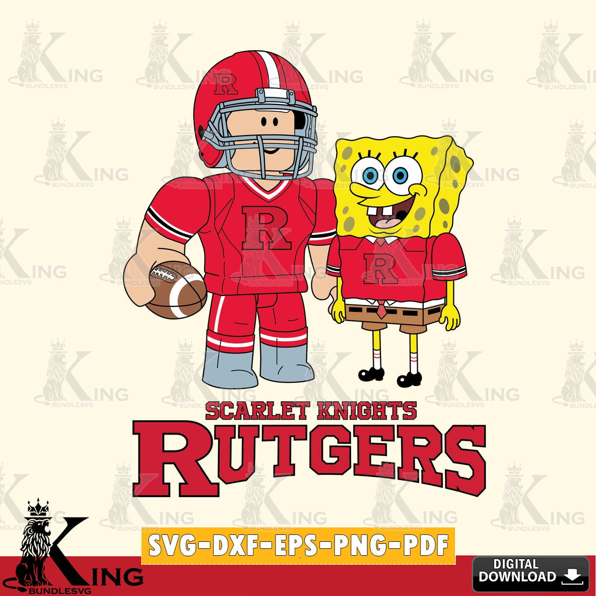 Rutgers Scarlet Knights Roblox & Spongebob Football SVG file , NCAA Cricut,  File cut , Digital Download , PDF File
