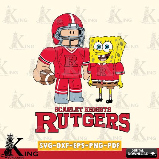 Rutgers Scarlet Knights Roblox & Spongebob Football SVG file , NCAA Cricut,  File cut , Digital Download , PDF File