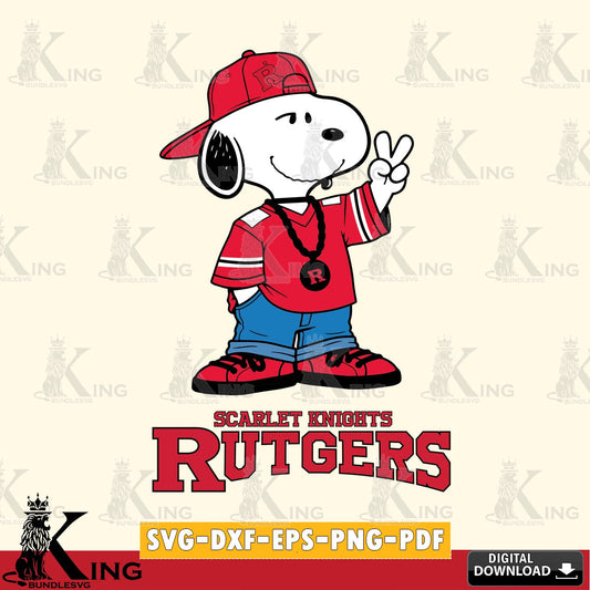 Rutgers Scarlet Knights Snoopy Say hi SVG, Cricut, Cut file  , Digital Download , Instant Download, Peanuts svg, NCAA svg, Football svg, Sport svg
