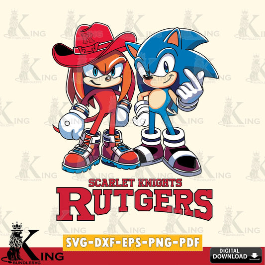 Rutgers Scarlet Knights Sonic & Knuckles Football Mascot SVG file, Vector , Digital Download , PDF File , Instant Download