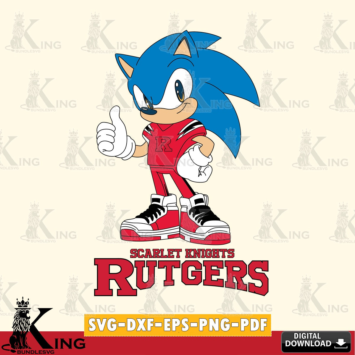 Rutgers Scarlet Knights Sonic Like Football SVG file, Vector , Digital Download , PDF File , Instant Download