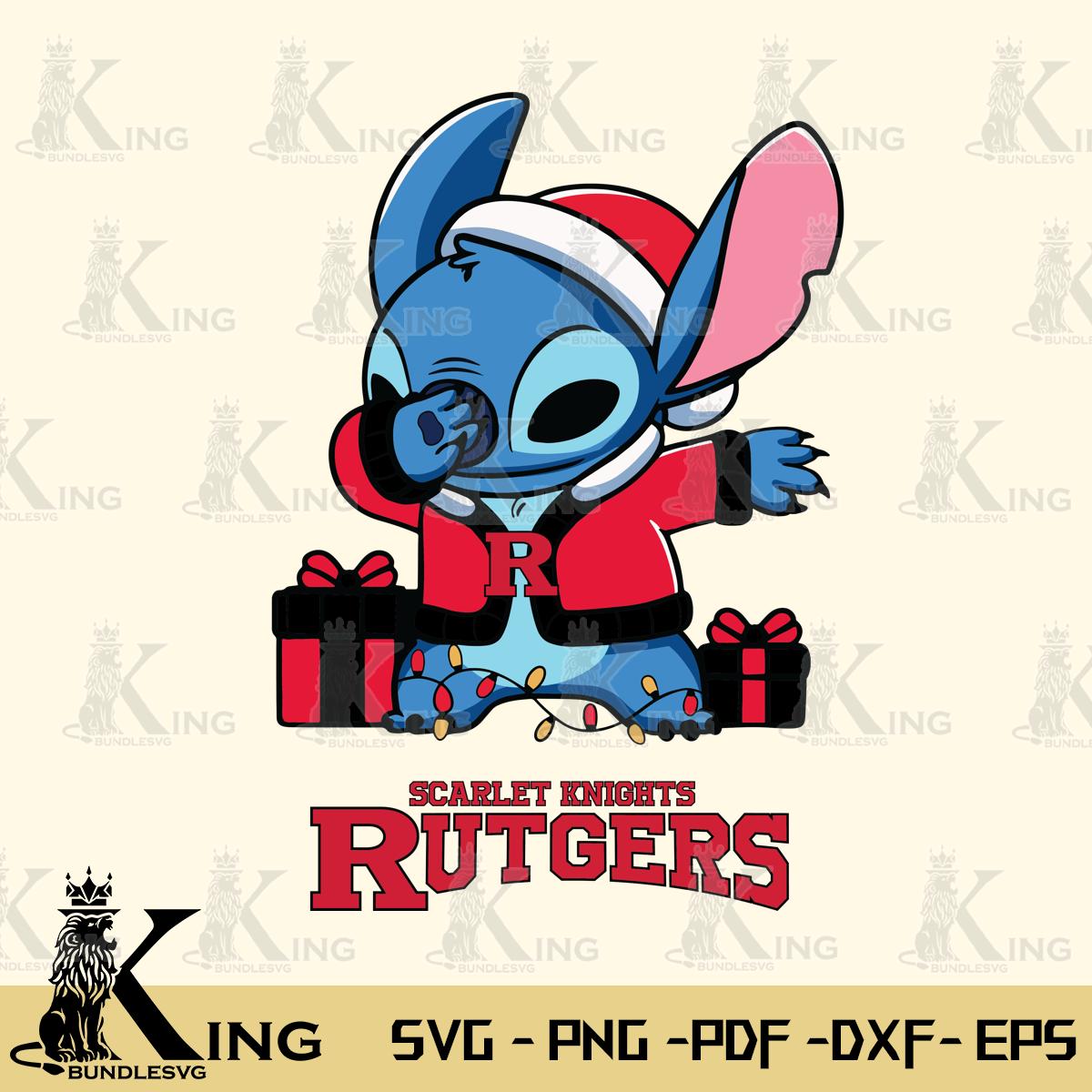 Rutgers Scarlet Knights Stitch Merry Christmas Svg Eps Dxf Png File, Digital Download