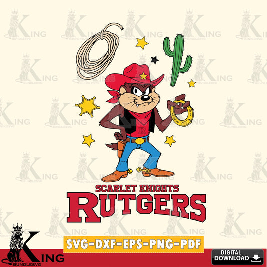 Rutgers Scarlet Knights Taz Cowboy Western SVG file, Cut file  , Digital Download , Instant Download, Taz svg, NCAA svg
