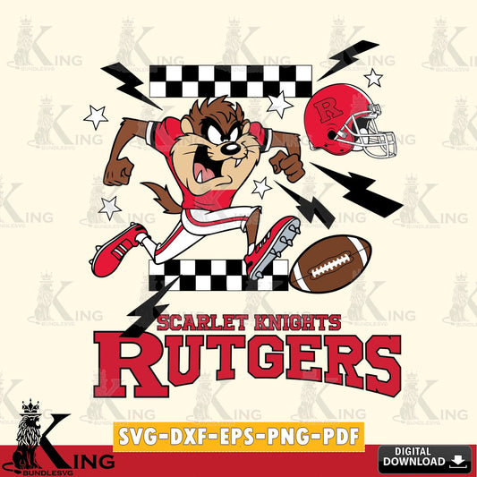 Rutgers Scarlet Knights Taz Football Lightning SVG file, Cut file  , Digital Download , Instant Download, Taz svg, NCAA svg