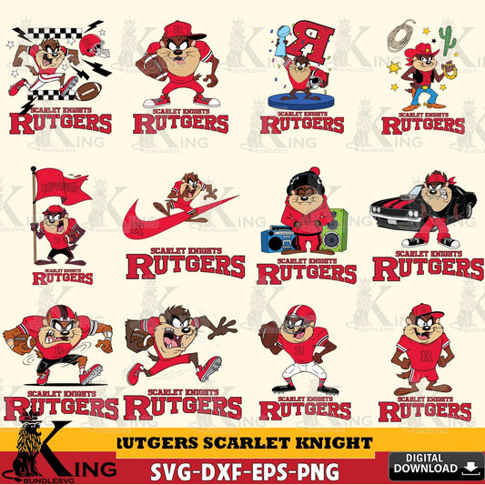 Rutgers Scarlet Knights Taz Football NCAA Bundle SVG file, Cut file  , Digital Download , Instant Download, Taz svg, NCAA svg
