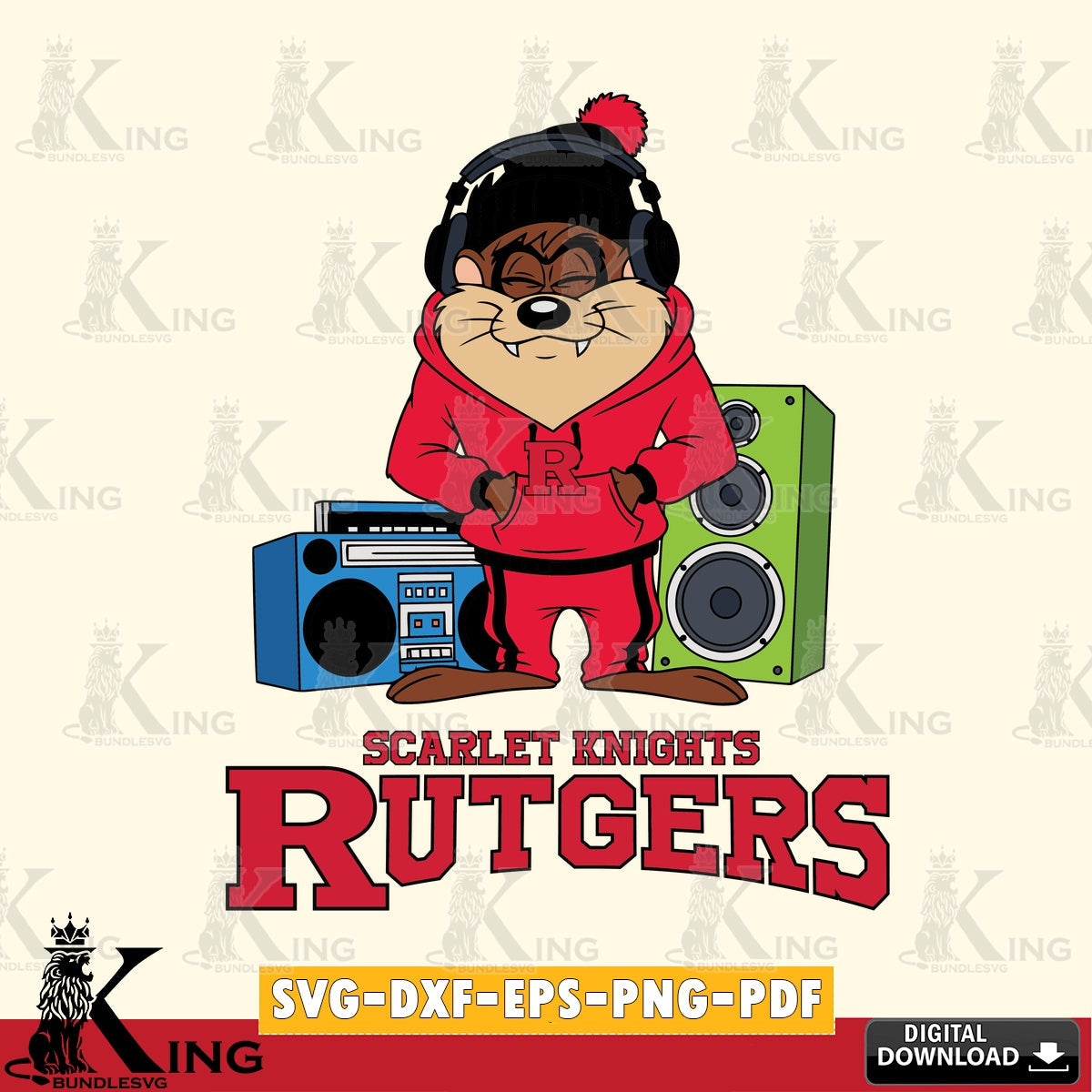 Rutgers Scarlet Knights Taz Hip Hop SVG file, Cut file  , Digital Download , Instant Download, Taz svg, NCAA svg