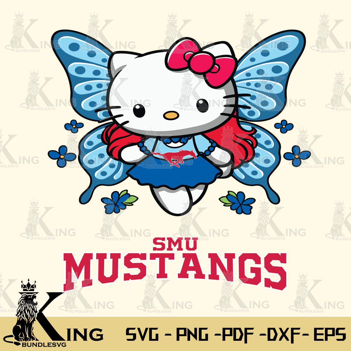 SMU Mustangs Butterfly Kitty Charm Svg Eps Dxf Png File, Digital Download