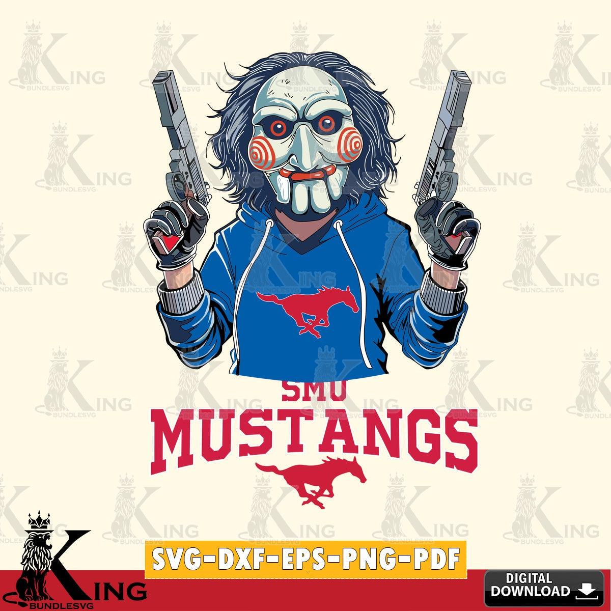 Custom design featuring SMU Mustangs Jigsaw Billy Football, a digital file for silhouette cameo and cricut projects