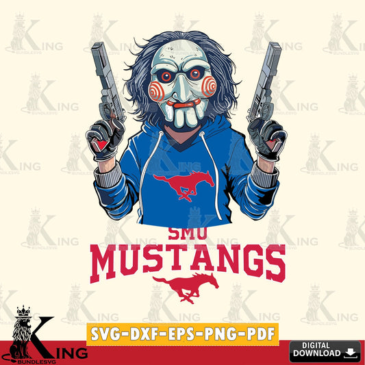 Custom design featuring SMU Mustangs Jigsaw Billy Football, a digital file for silhouette cameo and cricut projects
