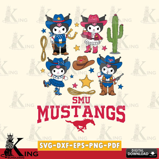 SMU Mustangs Kuromi Cowboy Western SVG file, Cricut, Cut file  , Digital Download , Instant Download, Sanrio svg, Clipart