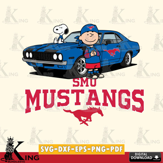 SMU Mustangs Peanuts Muscle Car SVG, Cricut, Cut file  , Digital Download , Instant Download, Peanuts svg, NCAA svg, Football svg, Sport svg
