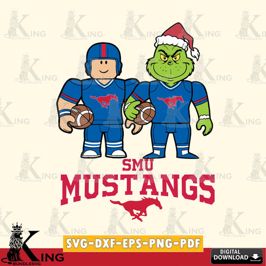 SMU Mustangs Roblox & Grinch Football SVG file , NCAA Cricut,  File cut , Digital Download , PDF File