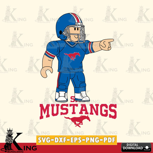 SMU Mustangs Roblox Player Football SVG file , NCAA Cricut,  File cut , Digital Download , PDF File