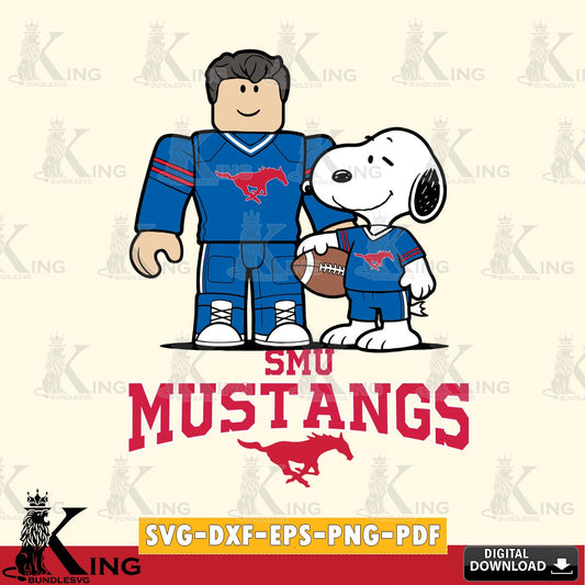 SMU Mustangs Roblox & Snoopy Football SVG file , NCAA Cricut,  File cut , Digital Download , PDF File