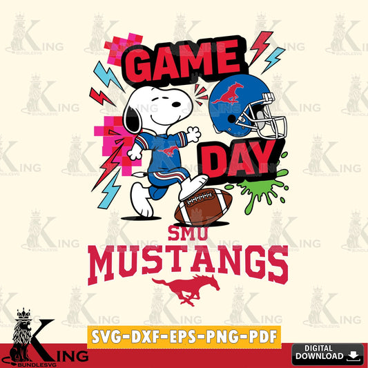 SMU Mustangs Snoopy Game day SVG, Cricut, Cut file  , Digital Download , Instant Download, Peanuts svg, NCAA svg, Football svg, Sport svg