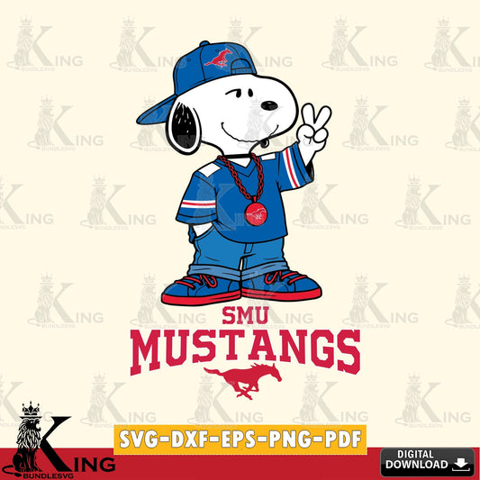 SMU Mustangs Snoopy Say hi SVG, Cricut, Cut file  , Digital Download , Instant Download, Peanuts svg, NCAA svg, Football svg, Sport svg
