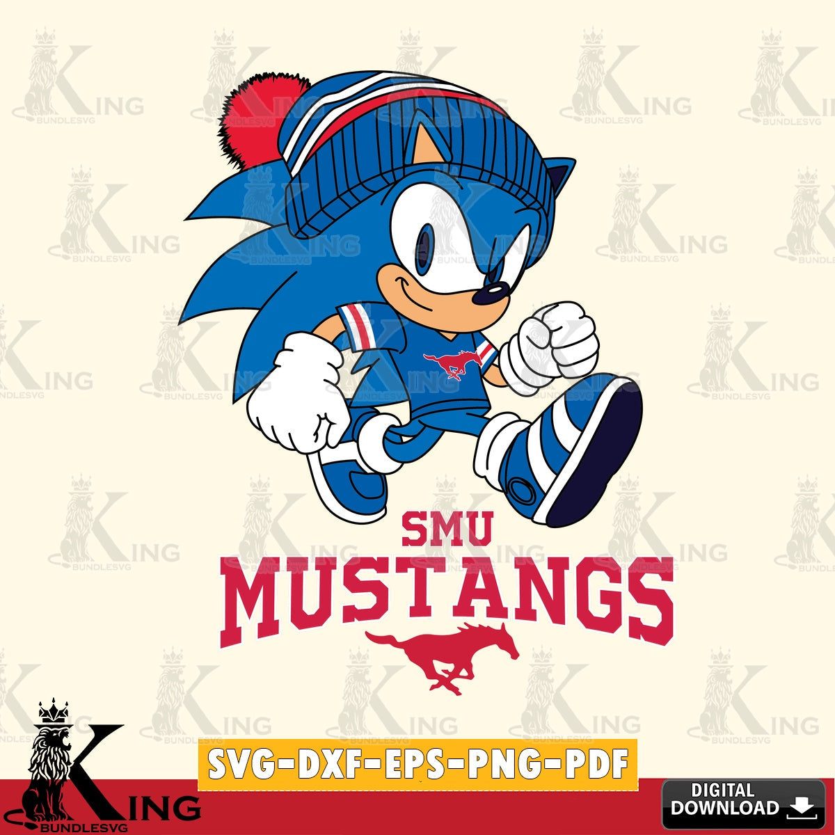 Detailed illustration of SMU Mustangs Sonic Football, a high-quality vector for DIY scrapbooking and home decor