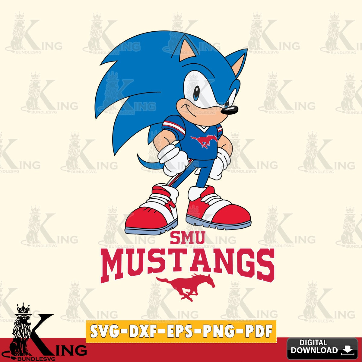 Beautiful illustration of SMU Mustangs Sonic Football Star Mascot, versatile clip art for stickers, decals, and mugs