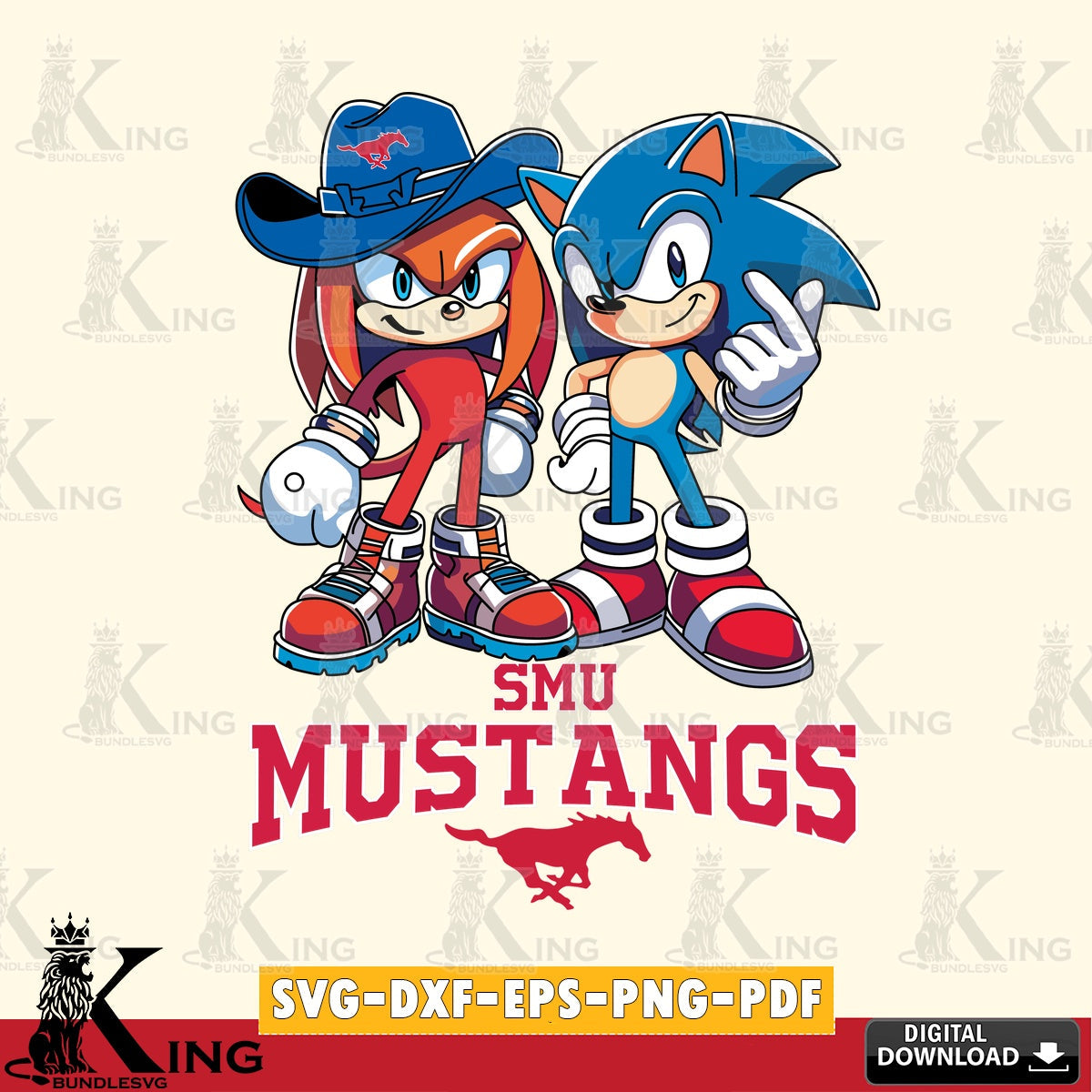 SMU Mustangs Sonic & Knuckles Football Mascot SVG file, Vector , Digital Download , PDF File , Instant Download