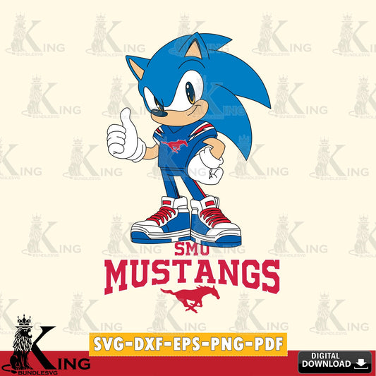 Custom design featuring SMU Mustangs Sonic Like Football, a printable vector design for sublimation and crafts