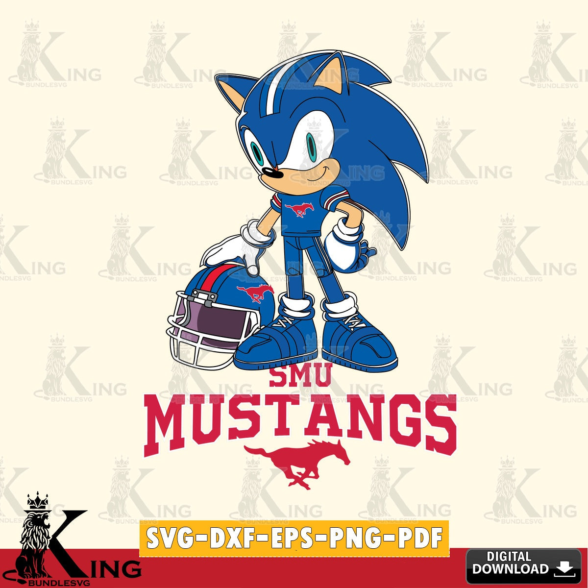 SMU Mustangs Sonic Player Football SVG file, Vector , Digital Download , PDF File , Instant Download