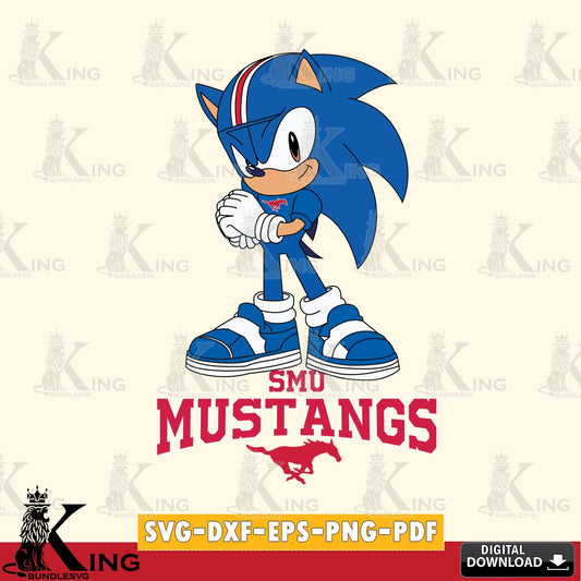 SMU Mustangs Sonic cute Football SVG file, Vector , Digital Download , PDF File , Instant Download