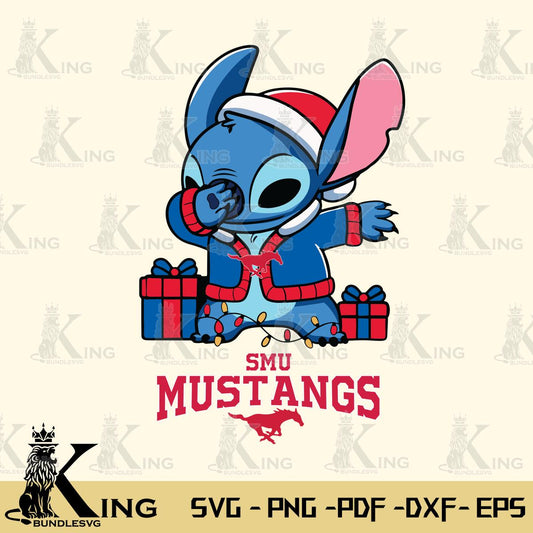 SMU Mustangs Stitch Merry Christmas Svg Eps Dxf Png File, Digital Download