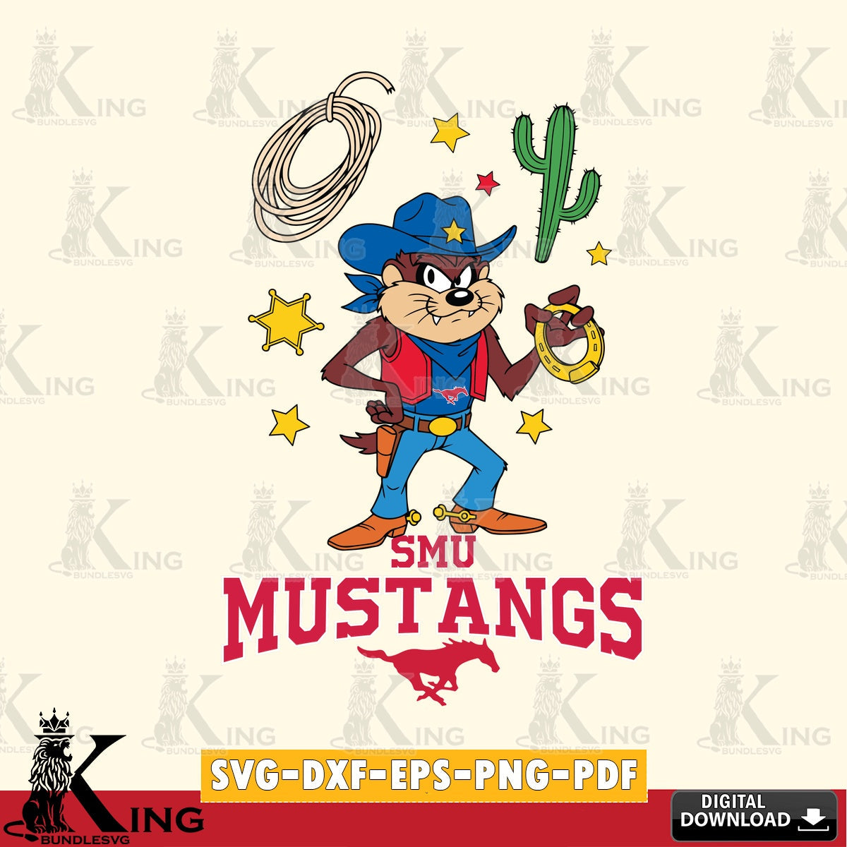 SMU Mustangs Taz Cowboy Western SVG file, Cut file  , Digital Download , Instant Download, Taz svg, NCAA svg