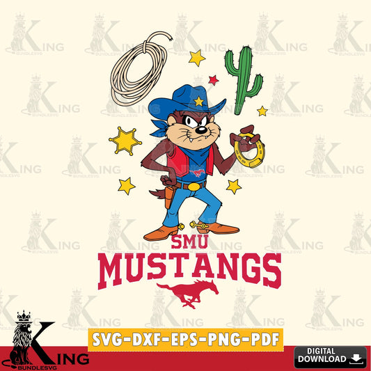 SMU Mustangs Taz Cowboy Western SVG file, Cut file  , Digital Download , Instant Download, Taz svg, NCAA svg
