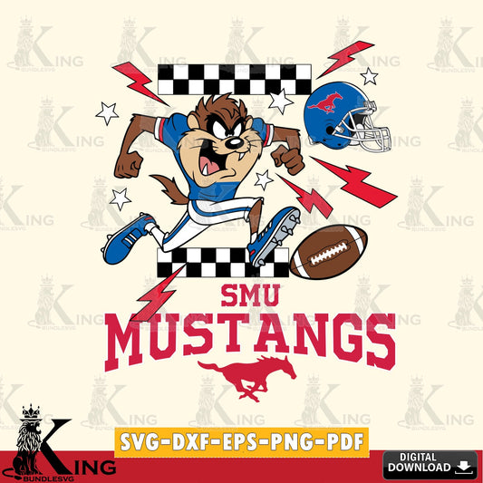 SMU Mustangs Taz Football Lightning SVG file, Cut file  , Digital Download , Instant Download, Taz svg, NCAA svg