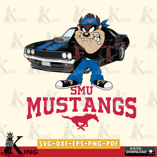 SMU Mustangs Taz Racing Car SVG file, Cut file  , Digital Download , Instant Download, Taz svg, NCAA svg
