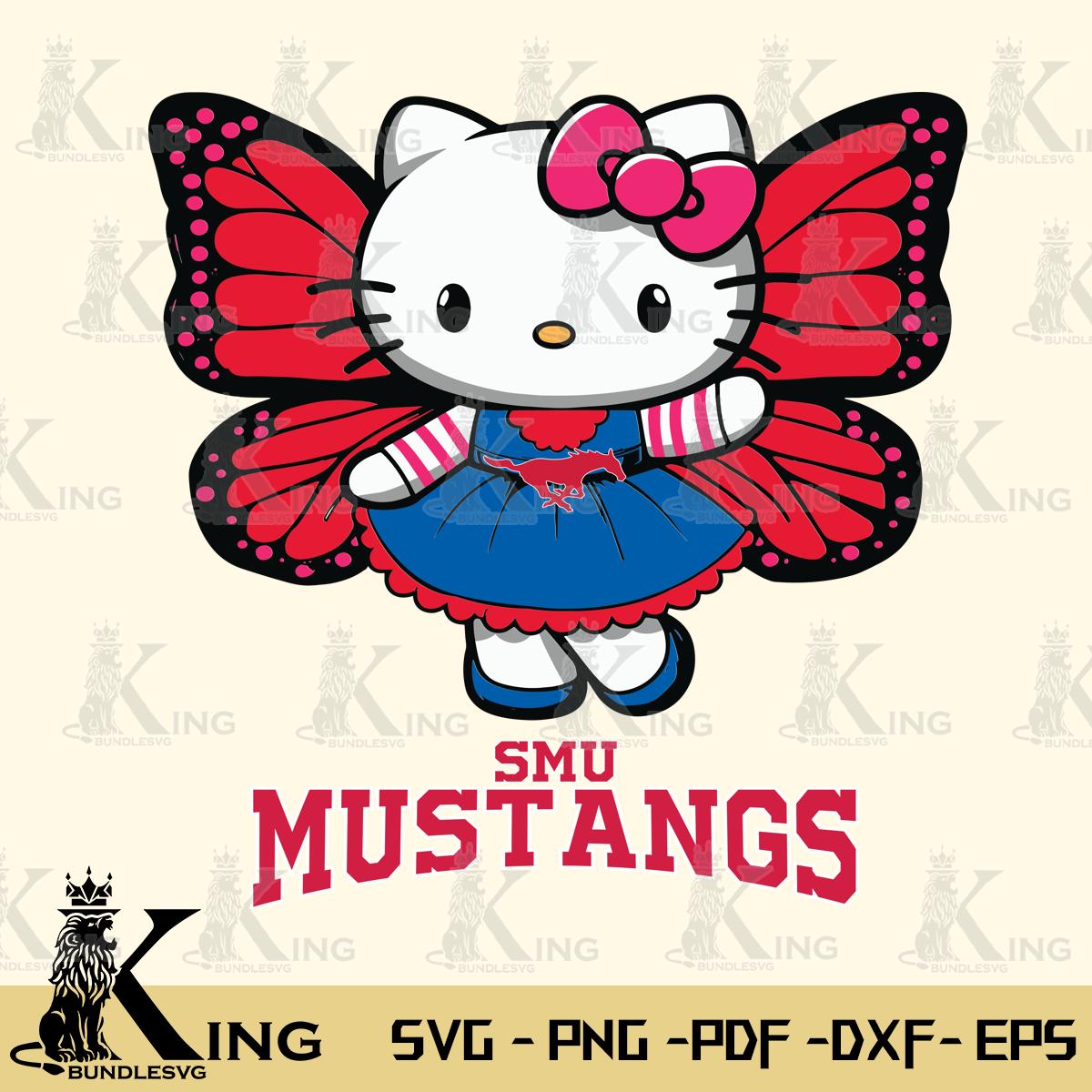 SMU Mustangs Whimsical Kitty Wings Svg Eps Dxf Png File, Digital Download